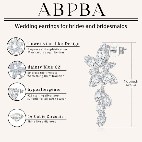 🆕 Women Silver Pearl Drop Earrings Dainty Wedding Diamond Fashion Jewelry Gift - Picture 5 of 7